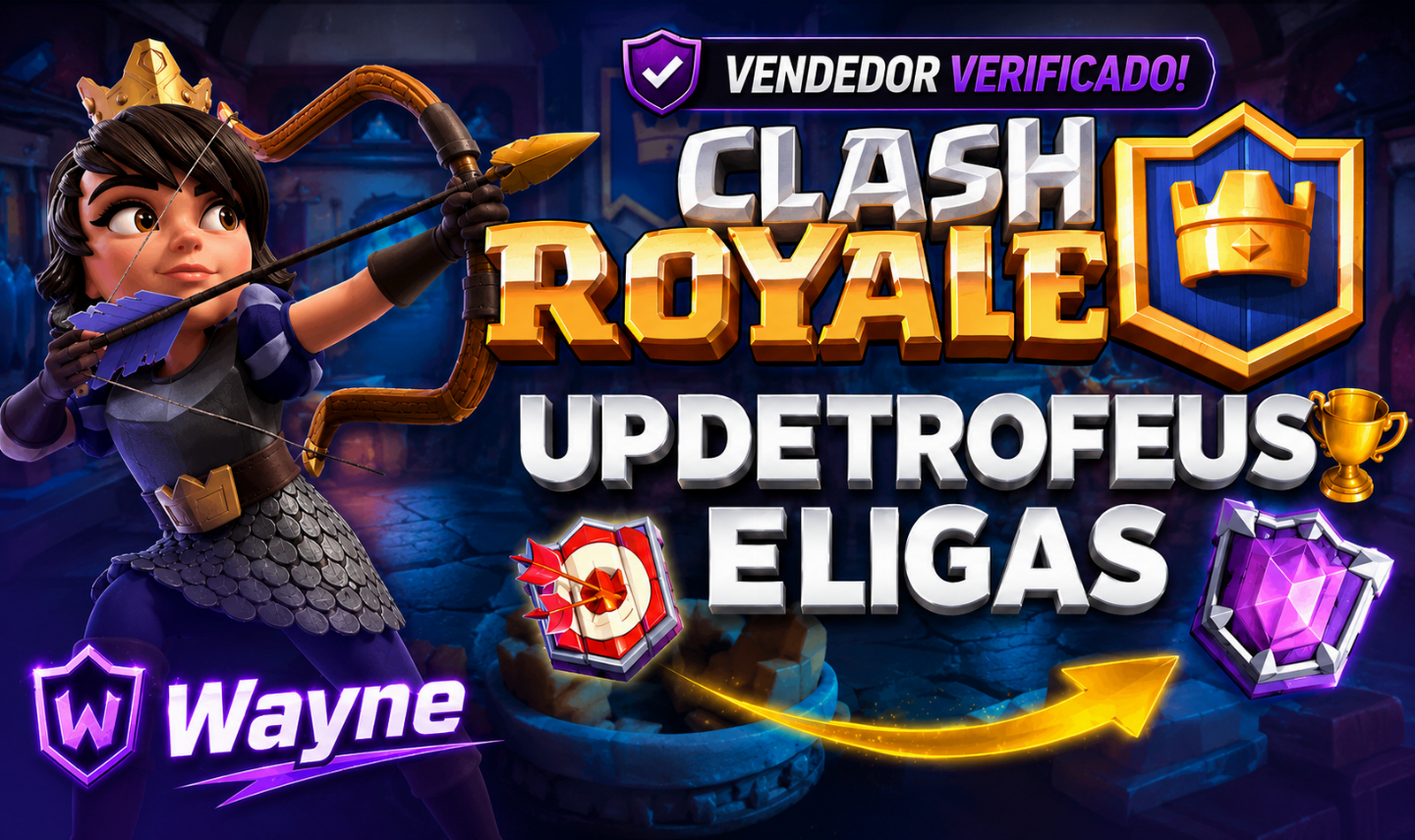 CLASH ROYALE! SERVIÇO DE UP DE CONTA > 1K, 2K, 3K ATÉ 12K TROFÉUS (100% SEGURO)