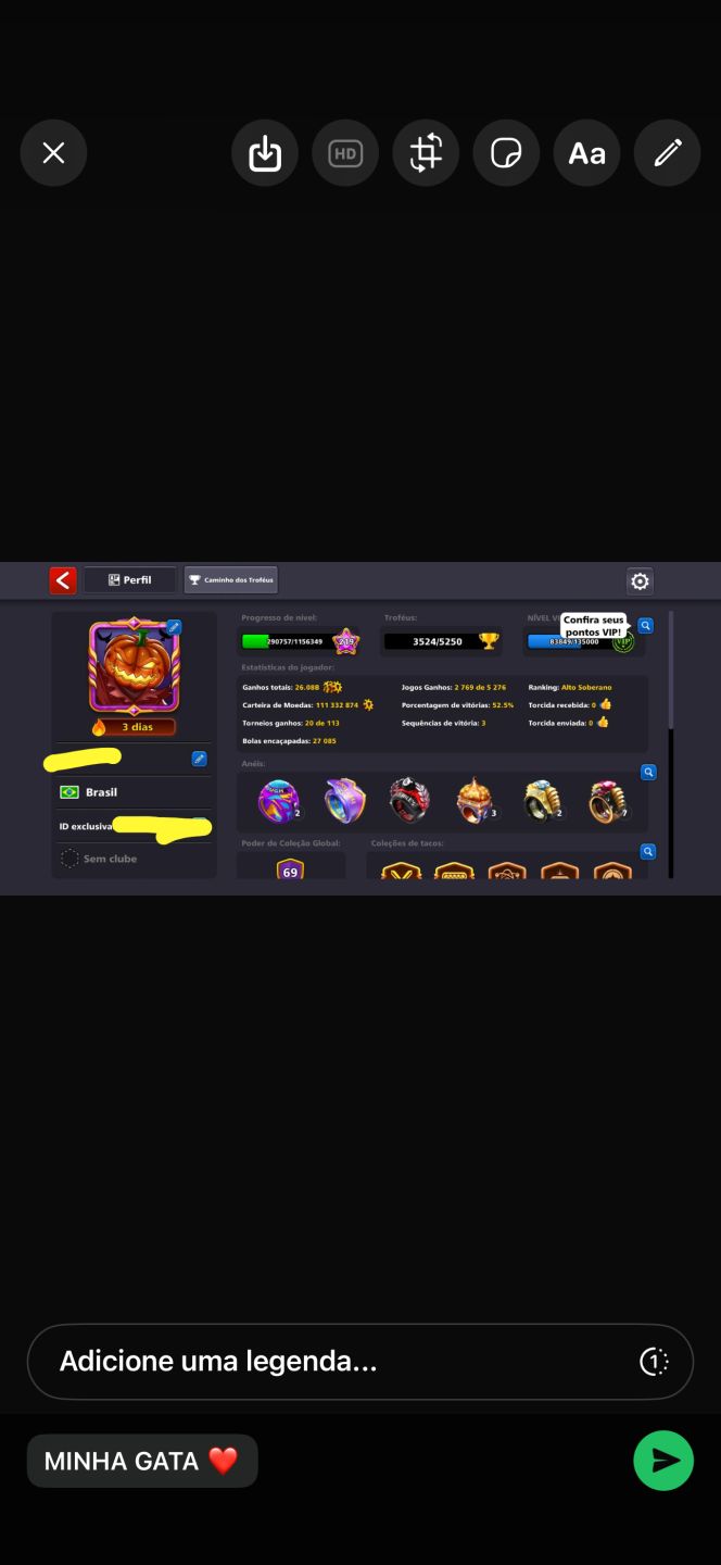 Conta 8 Ball Pool com 110 milhões e todos os lendas
