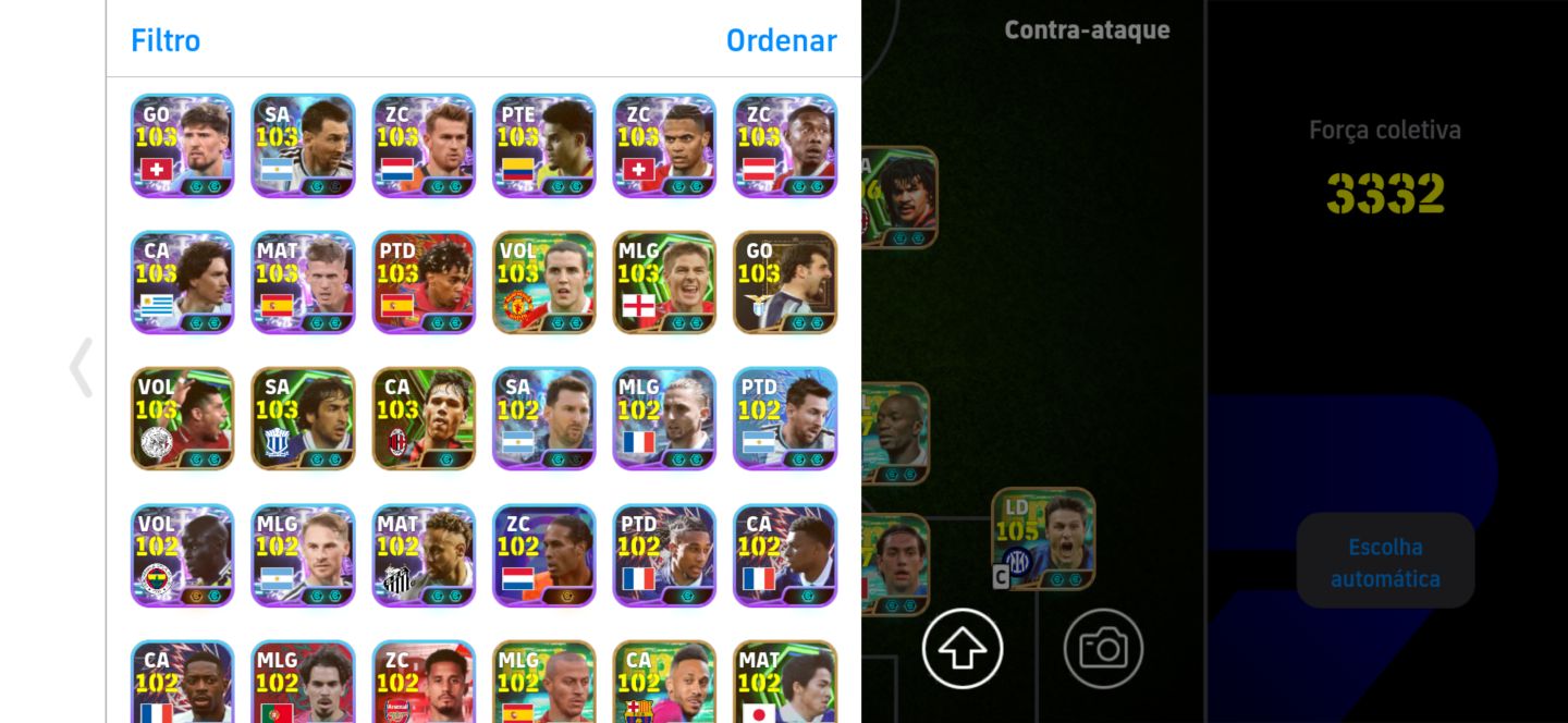 Conta eFootball Mobile Messi + CR7 + Del Piero Elenco Forte.