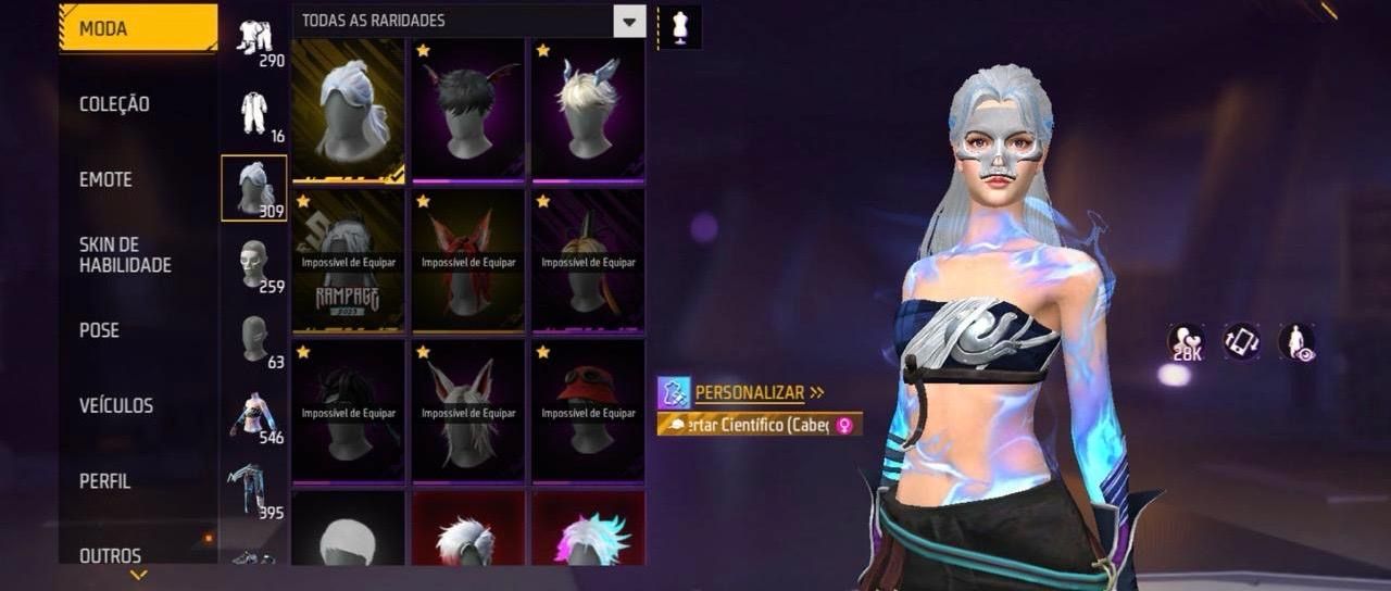 Minha conta de Free Fire gemada