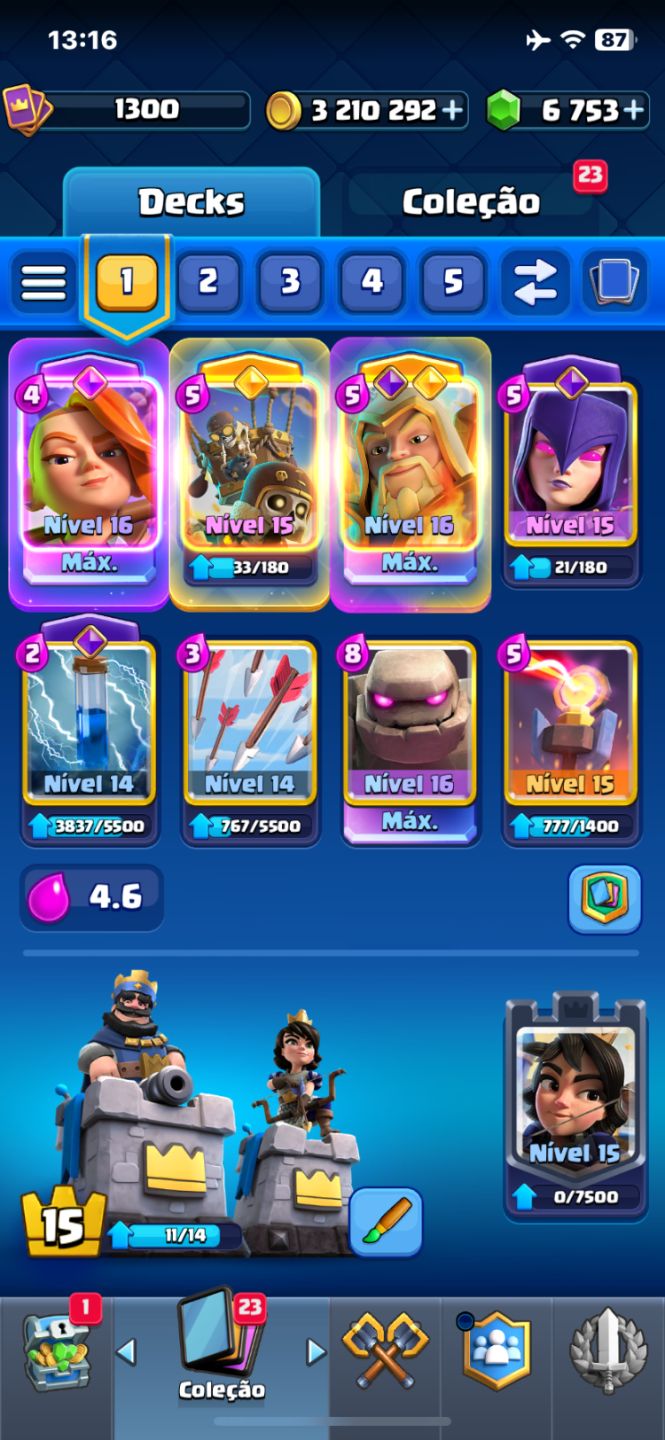 CONTA CLASH ROYALE 11.377 TROFÉUS | NÍVEL 15 | MUITOS RECURSOS