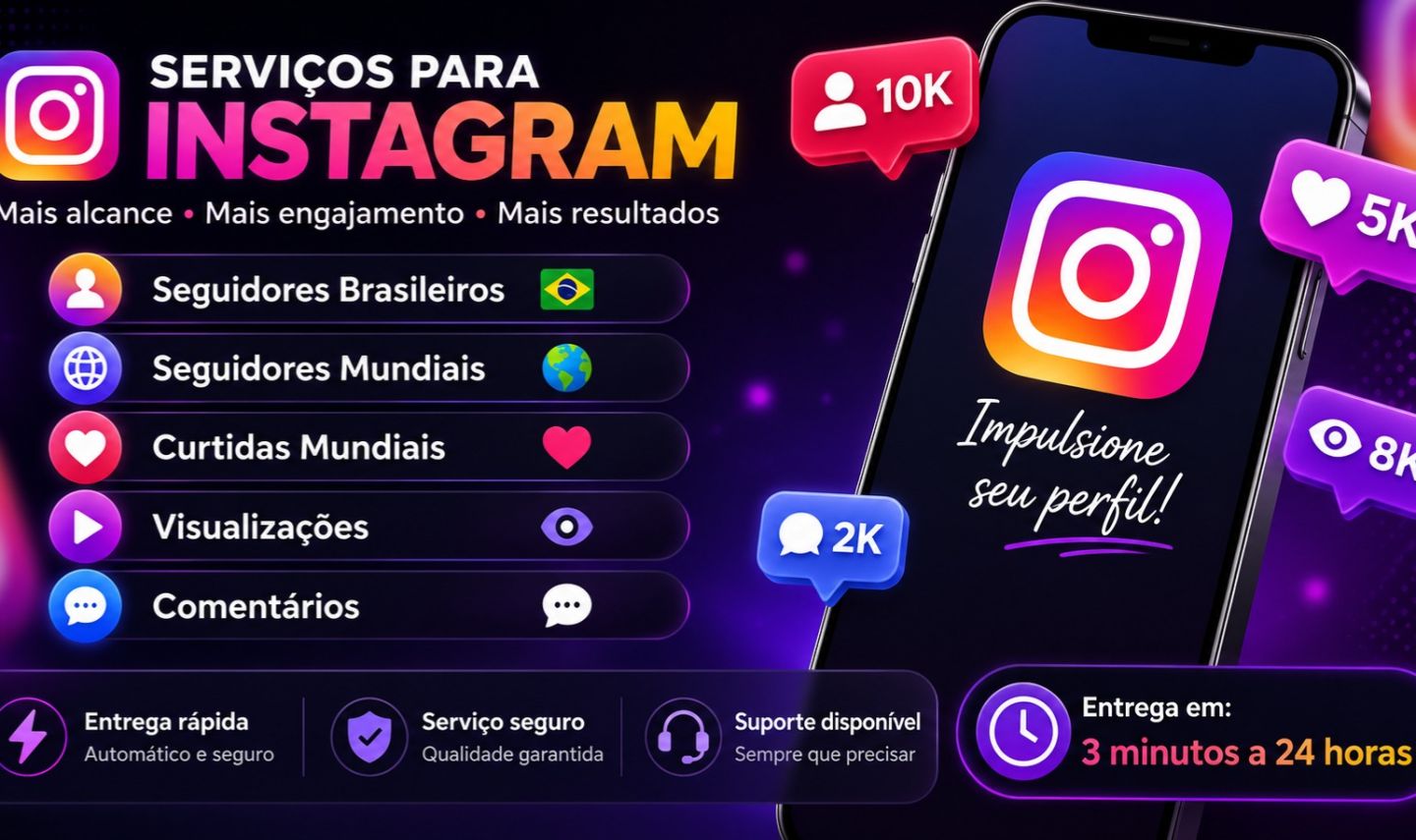 Serviços para Instagram | Seguidores, Curtidas, Visualizações e Muito Mais
