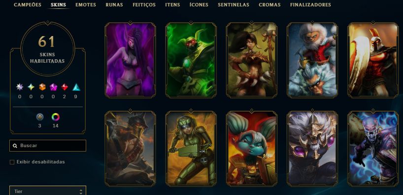 CONTA ESMERALDA 3 / 21 SKINS / YONE VELHO OESTE / KAYN LUA NEVADA / 29K EA