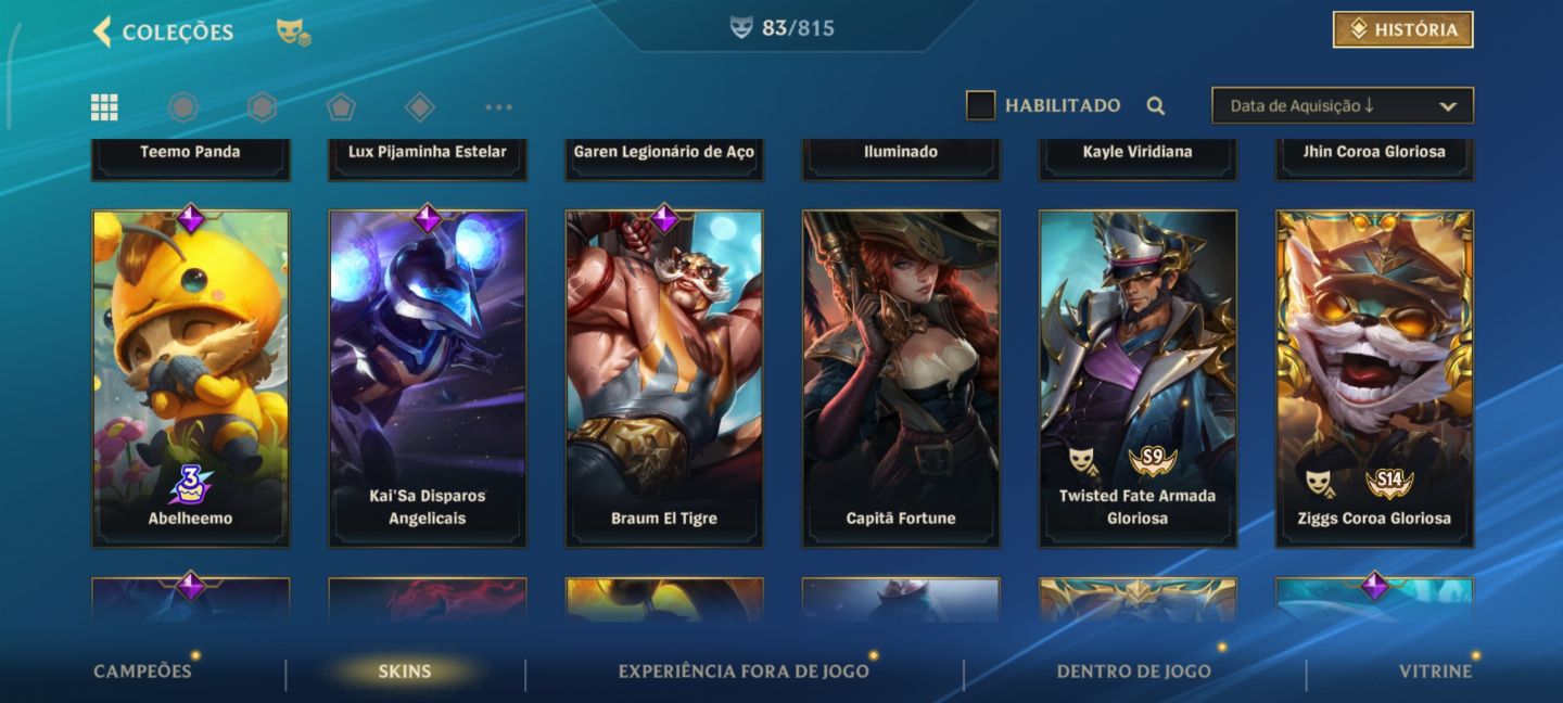Conta lol com ótimas skins