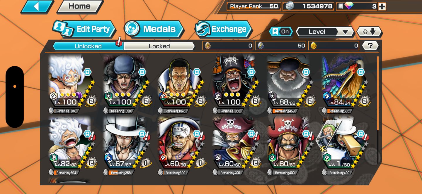 Bandai ID! - Rank 50! 13 Ex, 4 Max, Good Medals, Triple Kaido etc