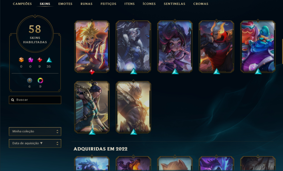 CONTA LOL COM 58 SKINS | UNRAKED | UPADA A MÃO