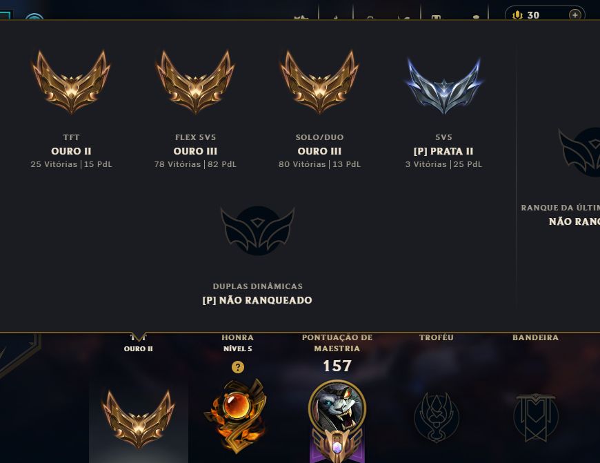 LOL OURO III SOLO/DUO + FLEX | 79 SKINS | 3 LENDÁRIAS | 4 MÍTICAS | 86 ÍCONES