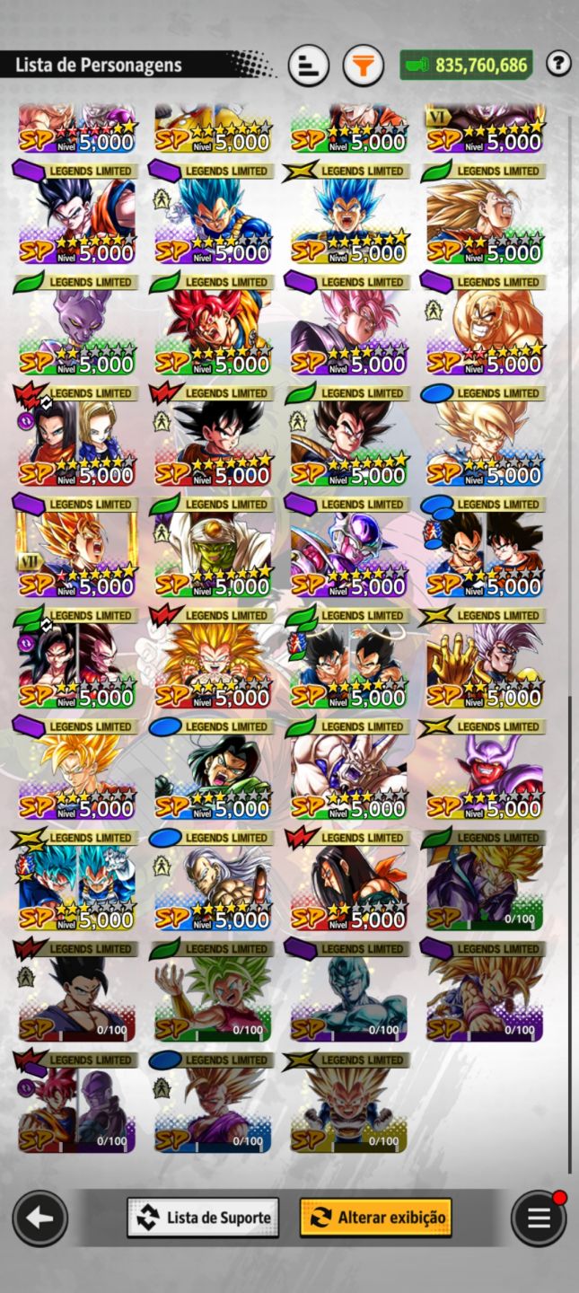 Dragon Ball Legends Conta Completa | 648 Personagens | Vários LF e ULTRA