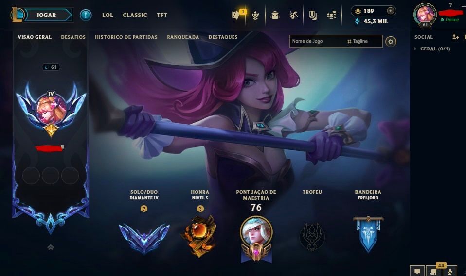 Conta main sup peel | elo : diamante 4 com 77% de WR !