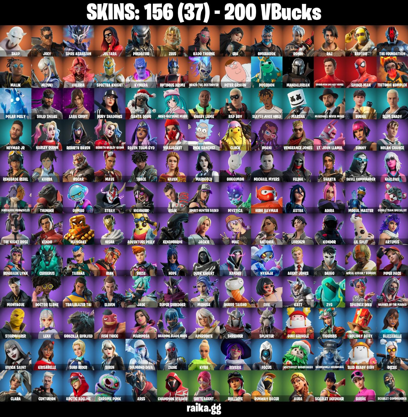 156 skins | Snap | Joey | Spire Assassin | Joltara | Predator | Zeus Kado Thorn