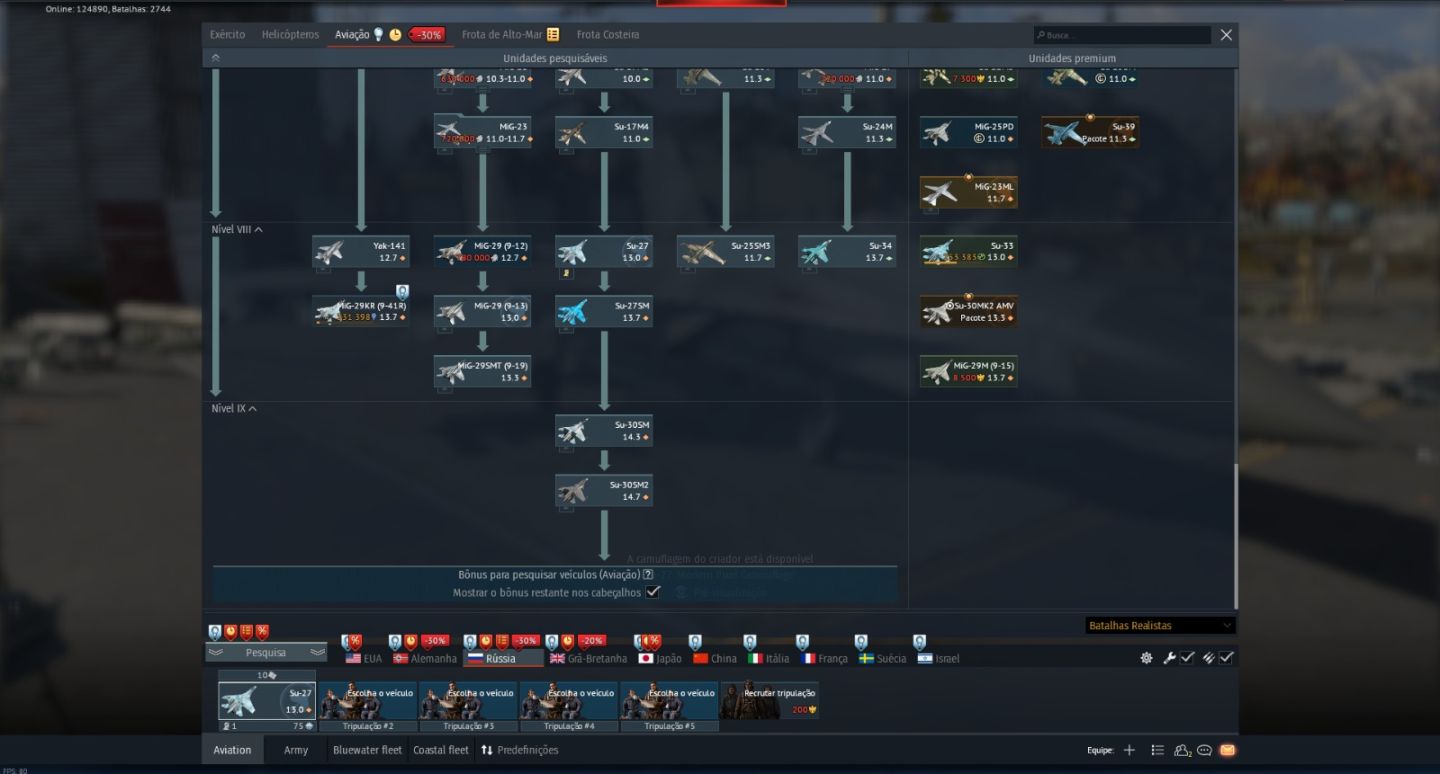 Conta de War Thunder LVL 100 Top tier em 4 nações /MIG23ML