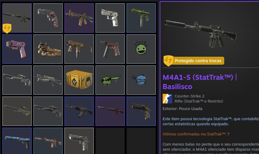 CS2 PRIME + PREMIER | +3.000H | M4A1-S BASILISCO STATTRAK+SKINS | FULL ACESSO