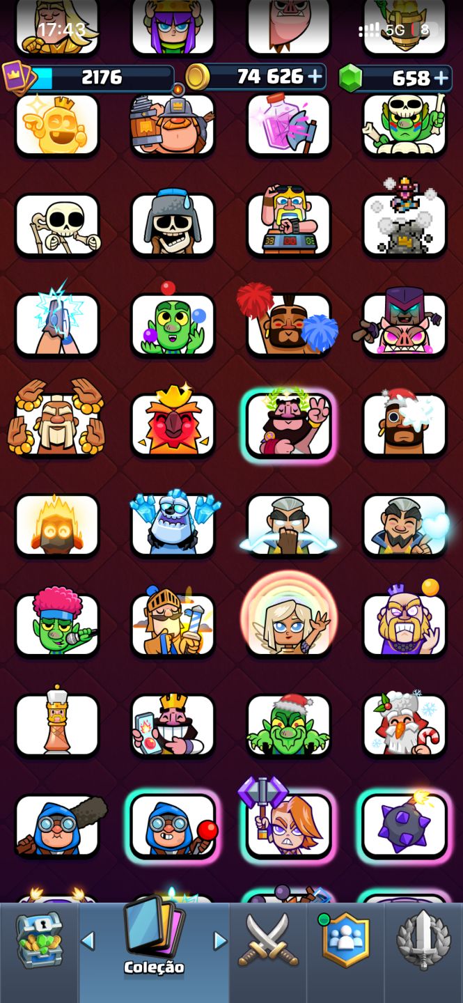Conta de Clash Royale semi full, todas evo, 8 herois + 200 frag, 14mil trofeus