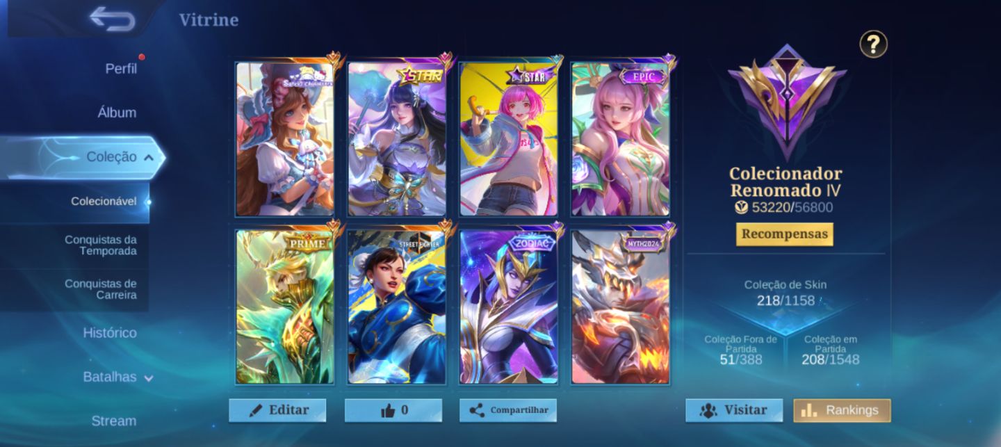 CONTA MOBILE LEGENDS | ESPECIAIS E COLEÇÃO VARIADA