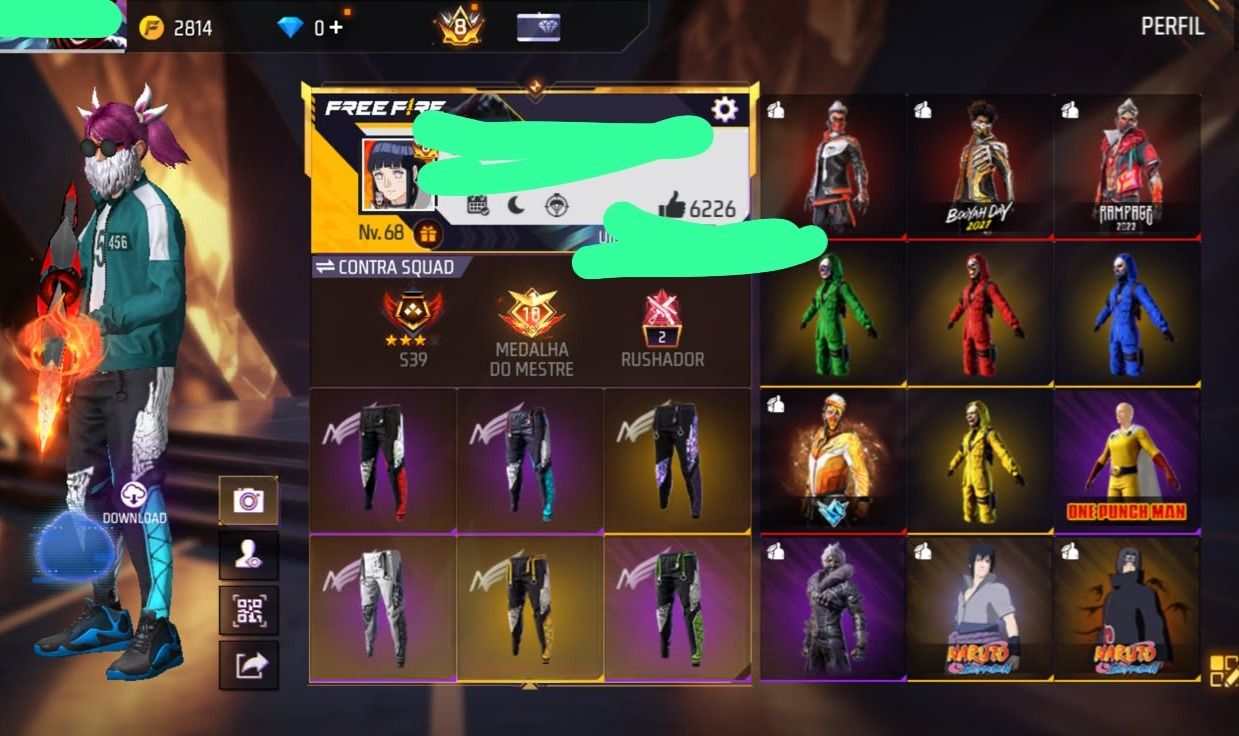 CONTA DE FREE FIRE PRIME 8 FULL ROXA GEMADA