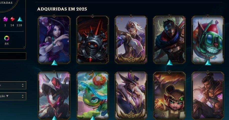 Conta lol com mais de 200 skins, quase todos personagens e +30k de essências