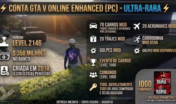 CONTA DE GTA V ONLINE ENHANCED UPADA + RD2 COMPRADO (PC)