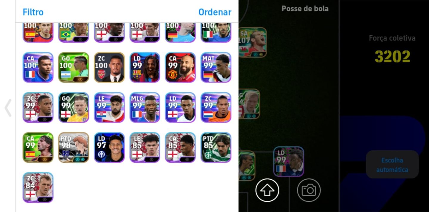 Conta de efootball mobile com 3202 de over