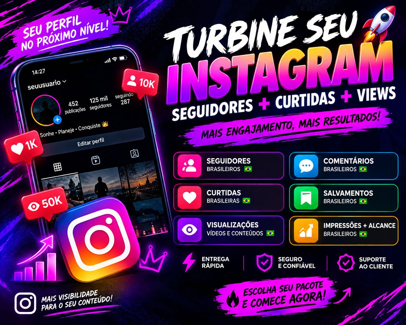 PACOTE INSTAGRAM | PREÇO BAIXO + ENTREGA RÁPIDA