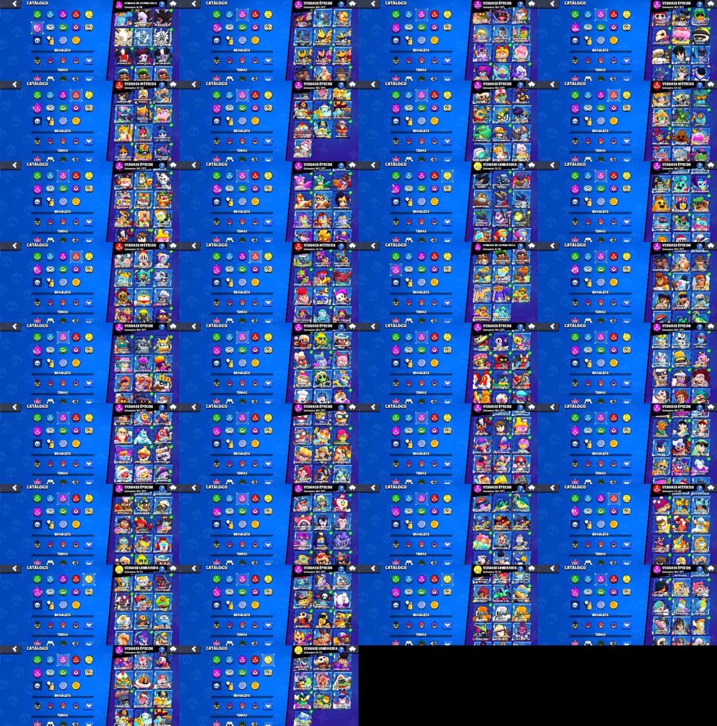 CONTA BRAWL STARS COM TODOS OS BRAWLER E SKINS RARAS, COM CLASH ROYALE ARENA 21