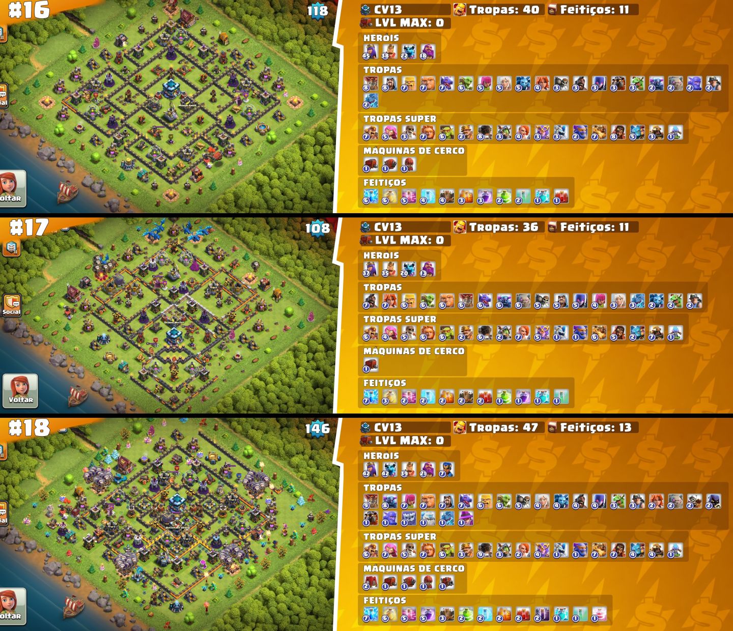 EM OFERTA!! - CLASH OF CLANS CONTAS COM OS MAIORES LVL DE CC & CV FULLS