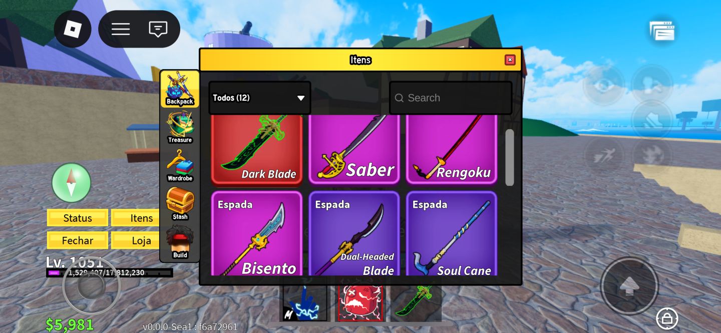 Conta Roblox com frutas permanentes em blox fruits e mais jogos