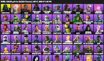 108 Skins: Master Chief, Darth Vader, Kakashi, Jack Sparrow, Superman
