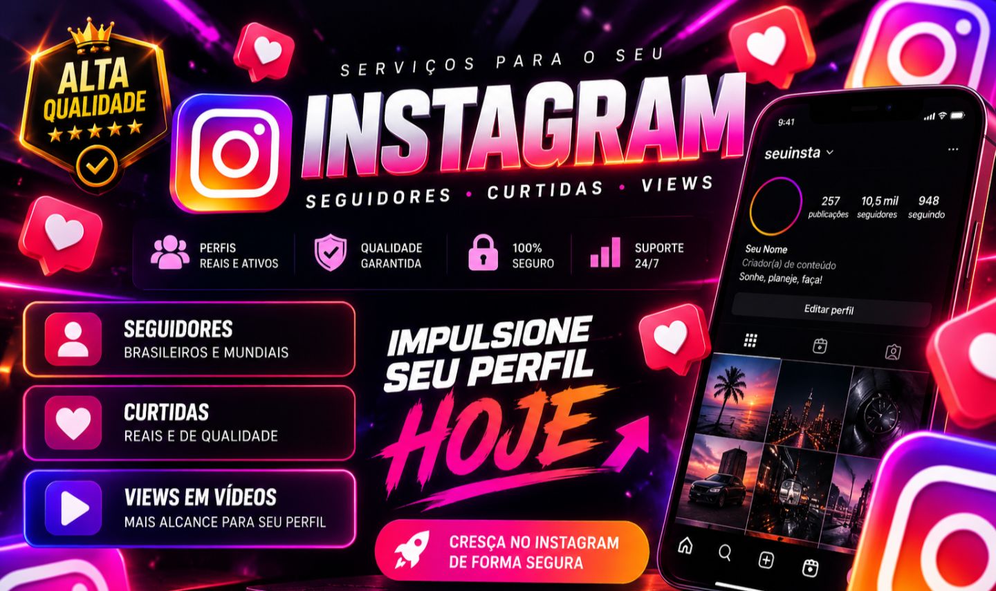 Instagram | Seguidores Brasileiros e Mundiais + Curtidas + Views |Alta Qualidade