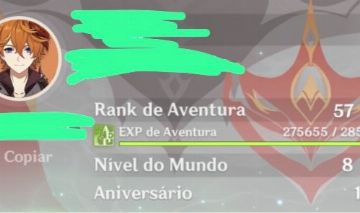 Genshin - Conta AR 57 com Tartaglia c1, zhongli c1 e mais