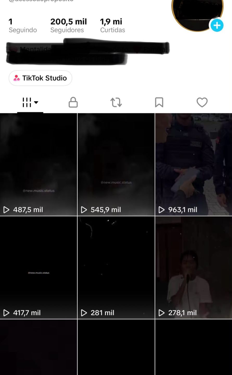 Página tiktok 200K seguidores reais