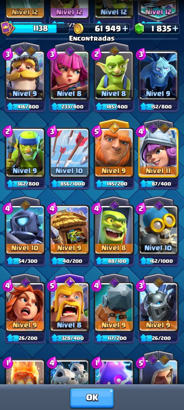 Conta Clash Royale 7709 Troféus | 1.8k Gemas + 61k Ouro | Sem Banimento