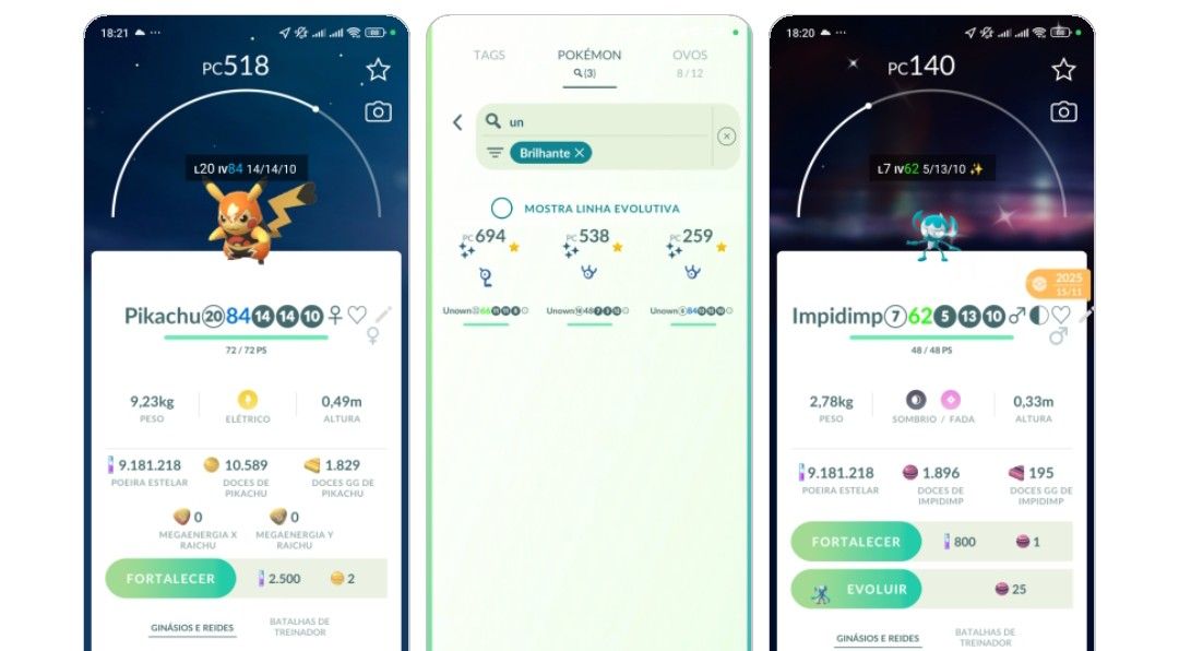 CONTA POKÉMON GO NV 72, 18 LENDÁRIOS SHINYS, 03 RAYQUAZA SHINYS,PIKACHU LIBRE