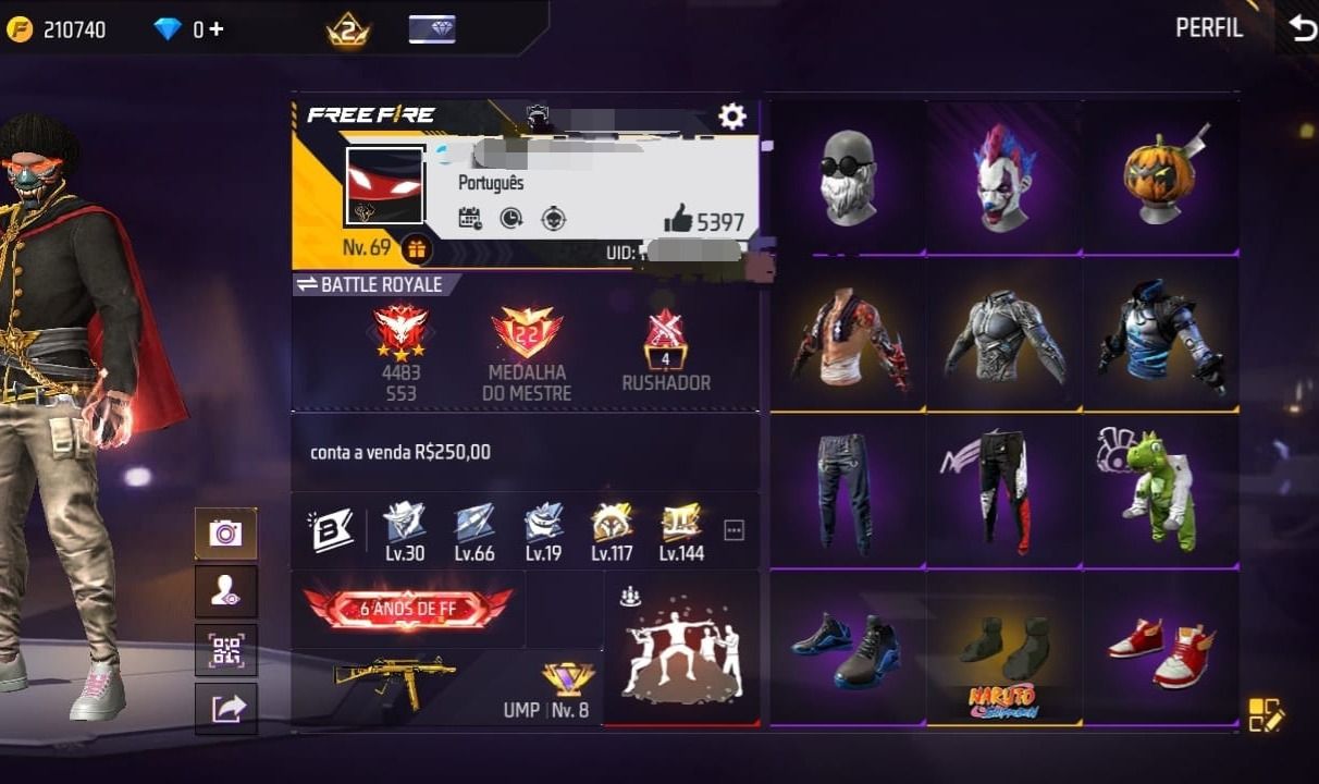 Conta free fire rara