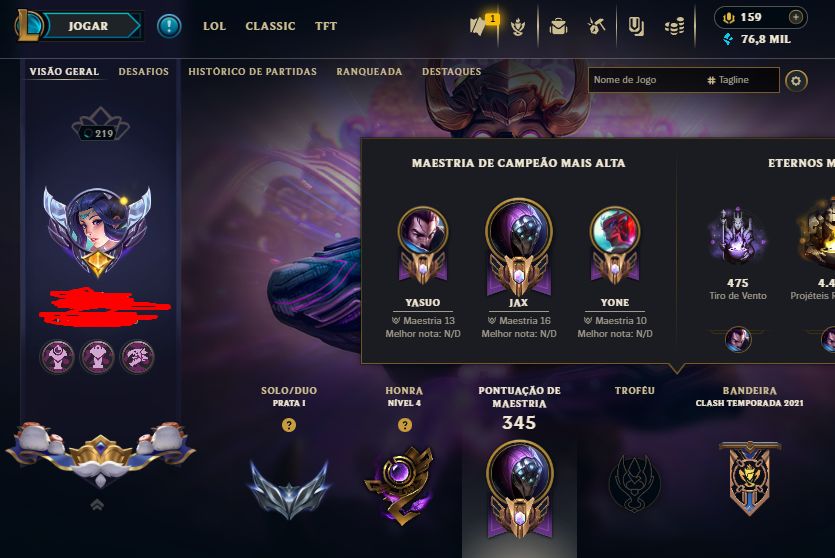 CONTA LOL LEVEL 219, COM 133 SKINS PRATA 1 FULL ACESSO E ENVIO RÁPIDO