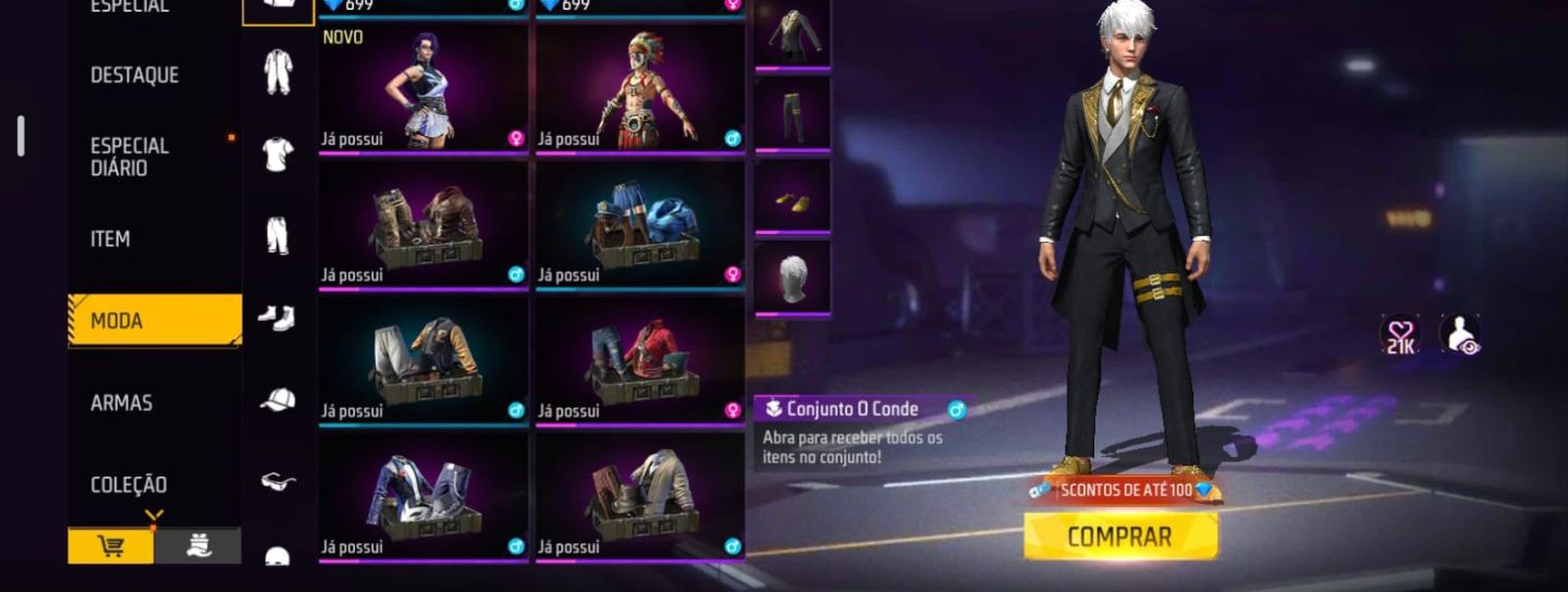 CONTA FF 6ANOS LVL 69 ANGELICAL DOURADA ASSASSIN'S CREED 115 MODAS 304 VEÍCULOS