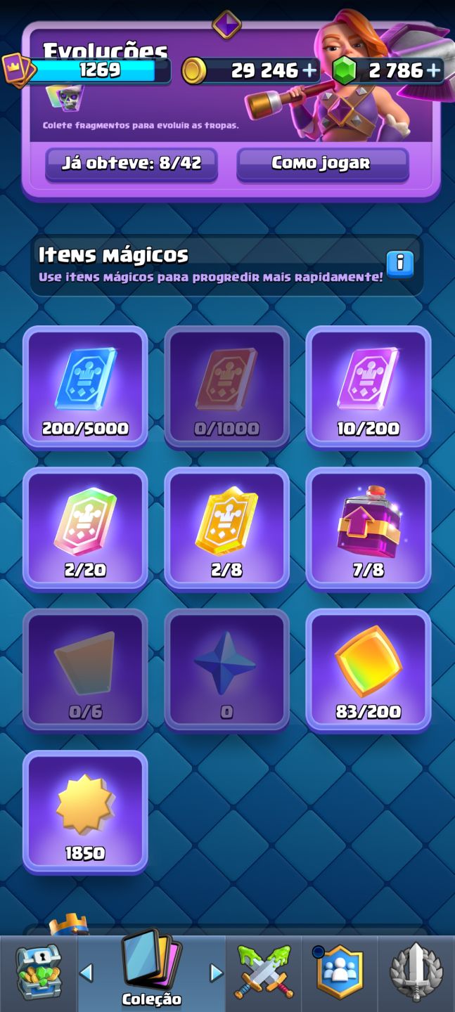 Conta Clash royale 8K de troféus, boa para pessoas em um nível medio
