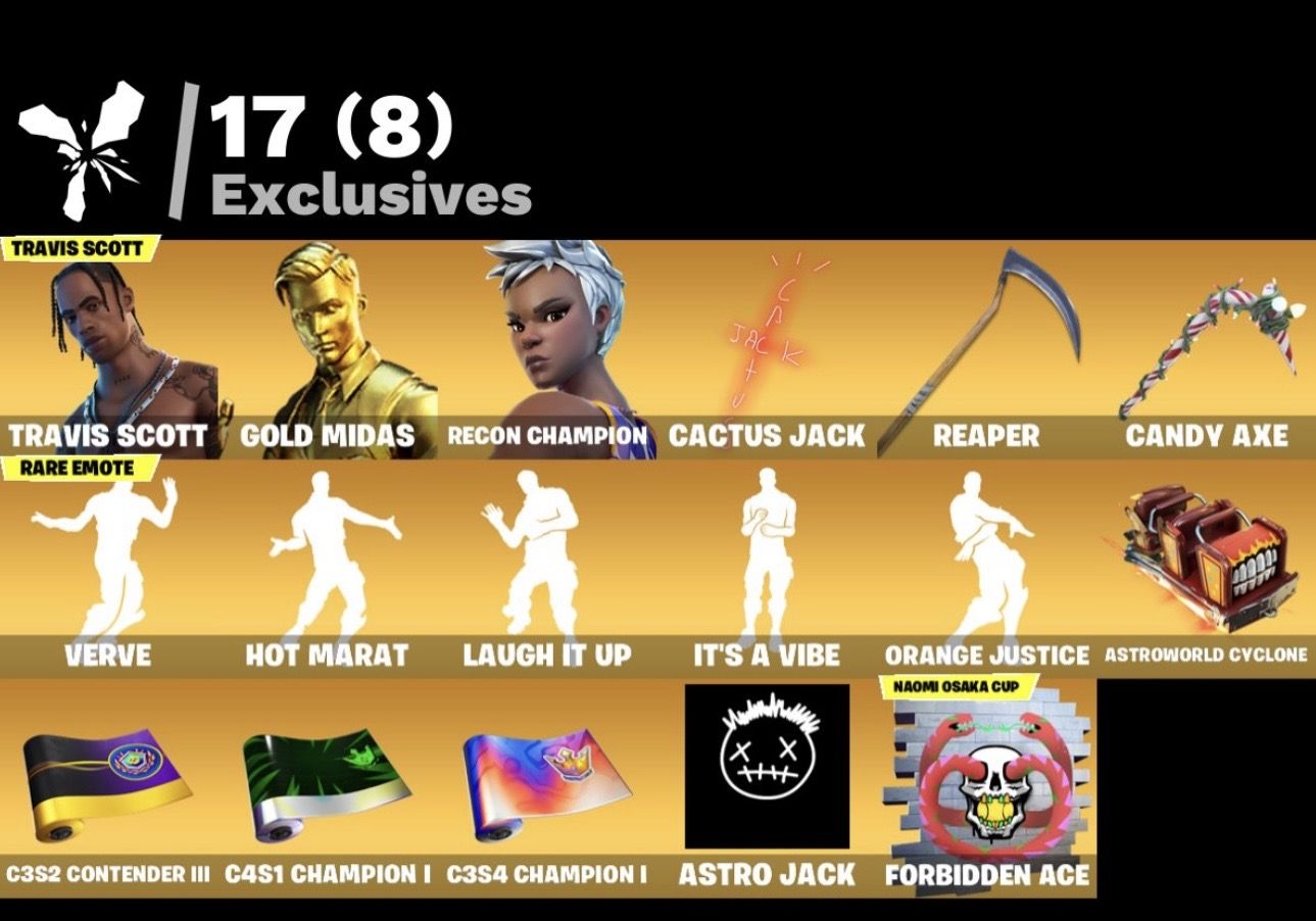 Conta Fortnite OG | TRAVIS SCOTT | 139 Skins | FULL ACESSO |