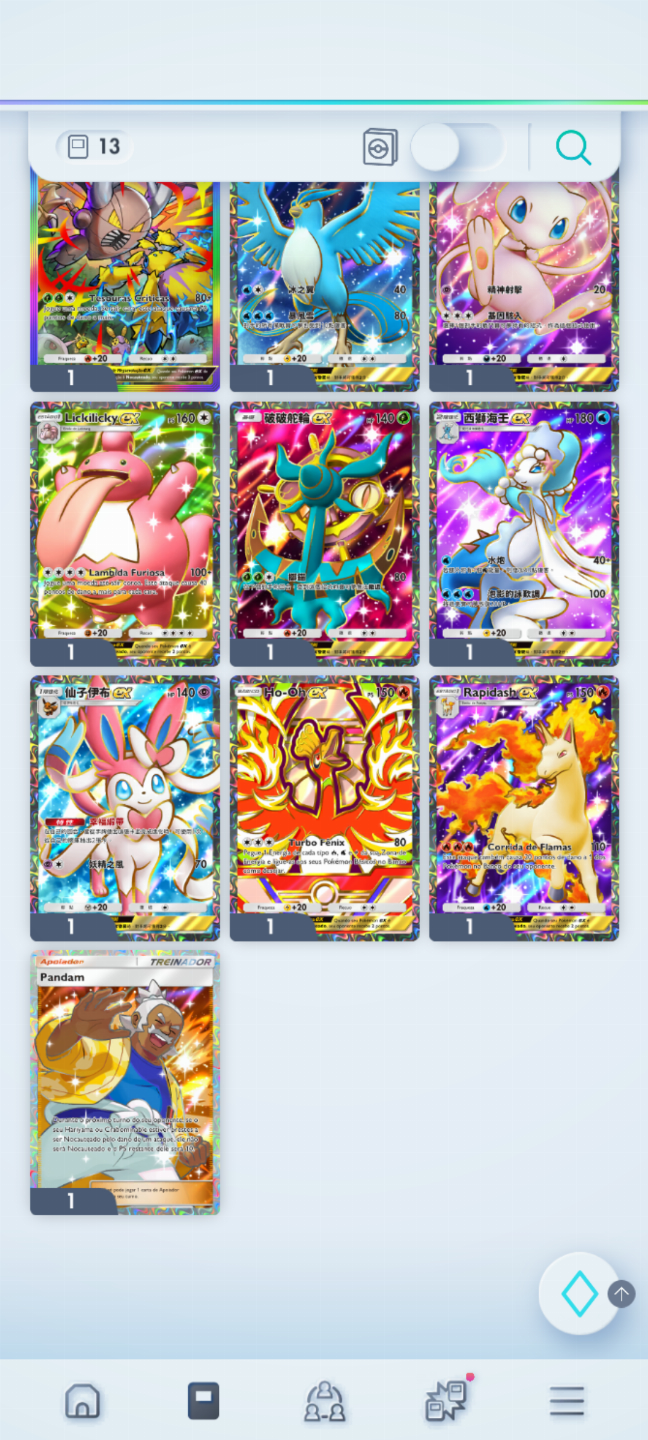 Continha com Shinys Full Art + várias Full Art ideal para trocas + 49 amp