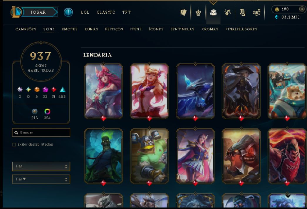 Conta League of Legends 900+ skins
