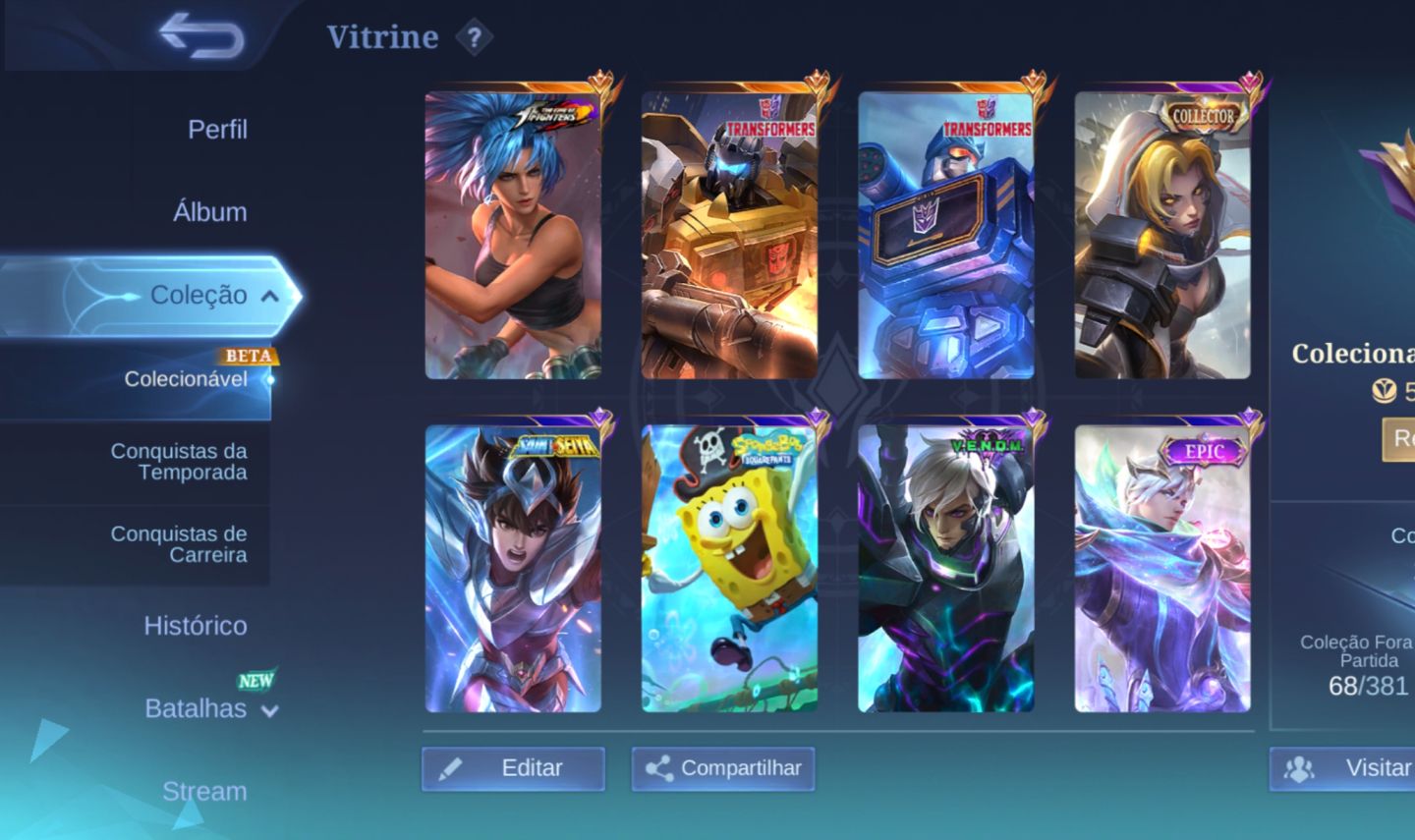 CONTA FULL EMBLEMA COM SKIN DOS TRANSFORMERS