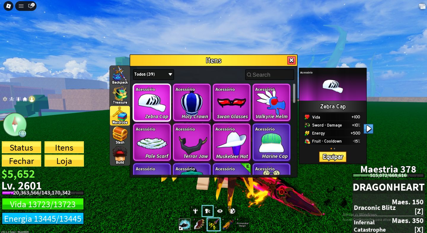 Conta de Blox Fruits Full Com os Melhores equipamentos, Raça Draco e muito mais