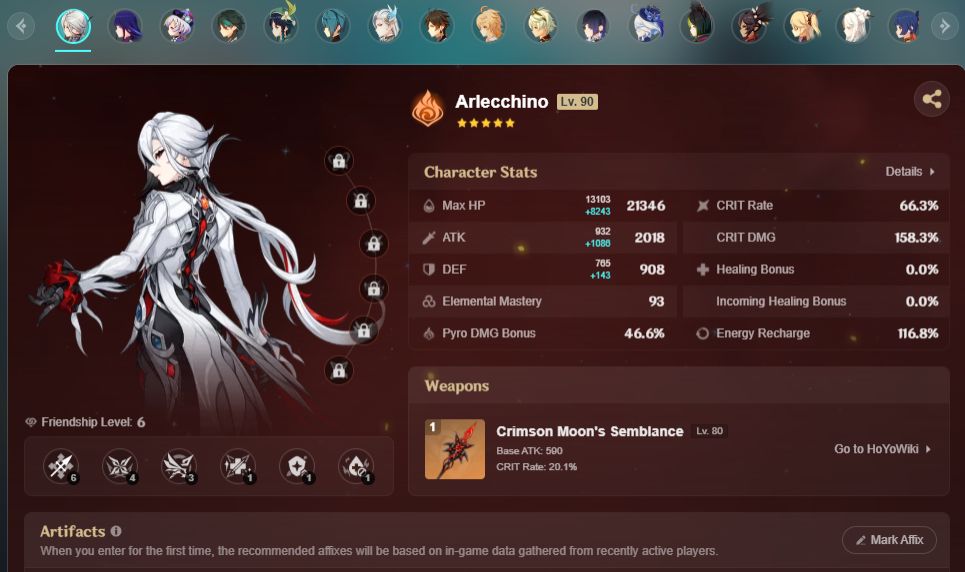 ARLECCHINO + BIS | NEUVILLETTE C1 + BIS | RAIDEN | FURINA | ZHONGLI | VENTI