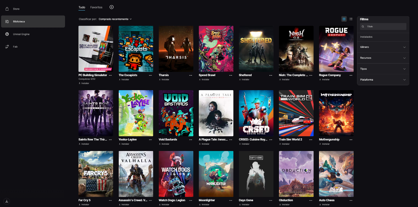 Conta Fortnite + Conta Epic com alguns jogos.
