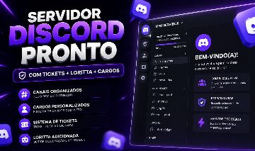 SERVIDOR DISCORD PRONTO | TICKETS + LORITTA + CARGOS + 100 MEMBROS OFFLINE