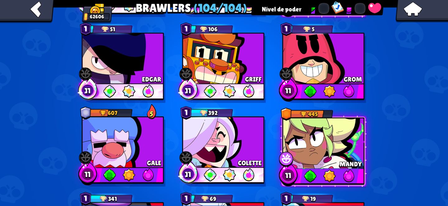 Conta TOPADA 106/106 com 57 brawl 11 com hipercarga