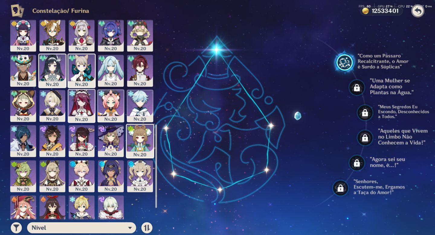 Conta Genshin Neuvillette C6R1 + Muitos 5 Estrelas