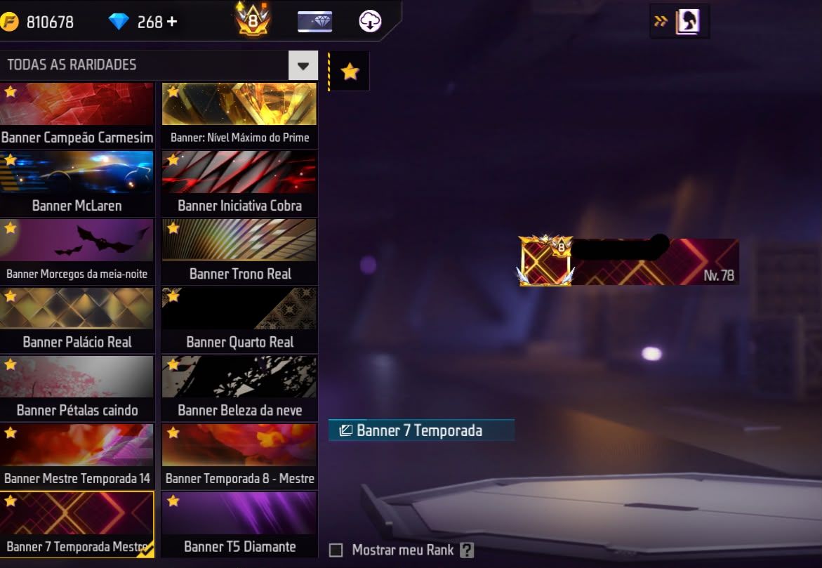 Conta Free Fire com Primeiro Terceiro Setimo Passe Ragnarok Mestre S6 S7 Prime 8