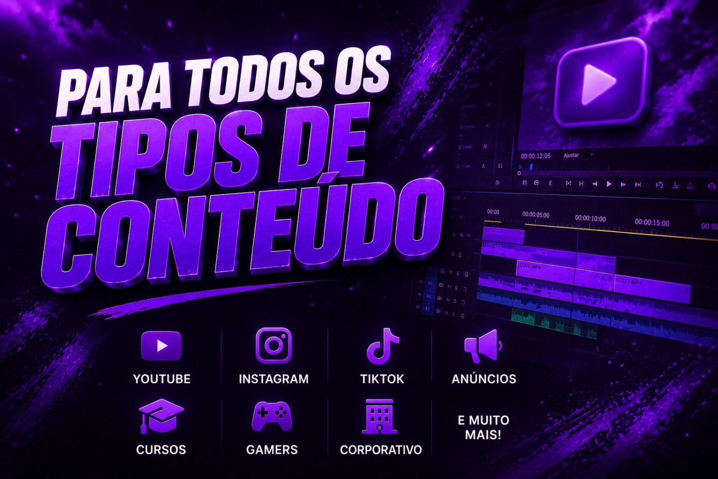 Edição de Vídeos Profissional | YouTube, Tiktok, Reels...