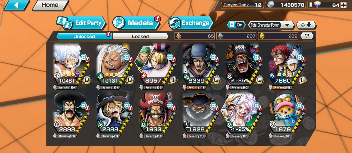 Opbr conta com 8 ex inclui Bonney EX