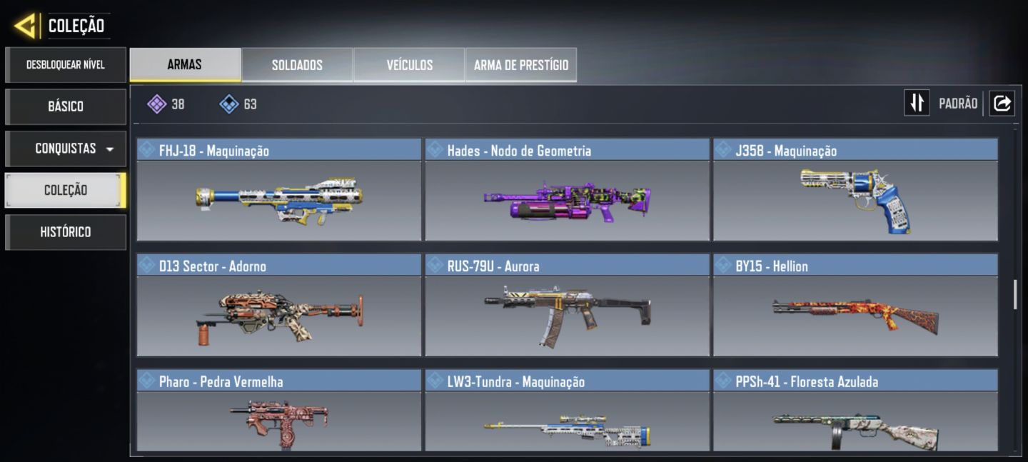 Conta cod mobile, nível 59